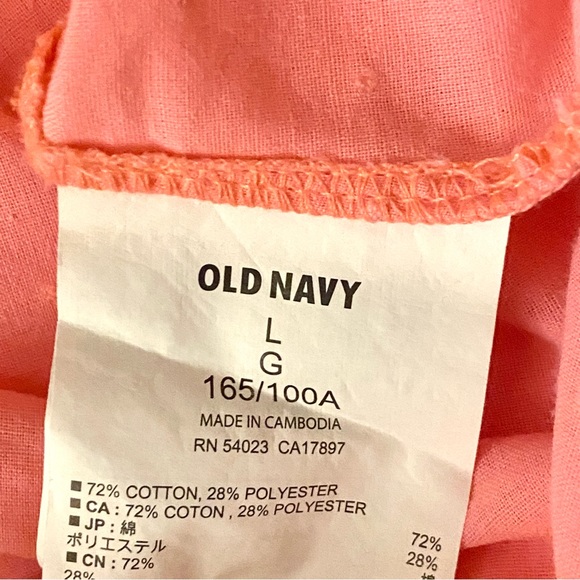 Old Navy Pink Neon Swiss Dot Popover Top Long Sleeve Semi Sheer Button Blouse L - Picture 13 of 16